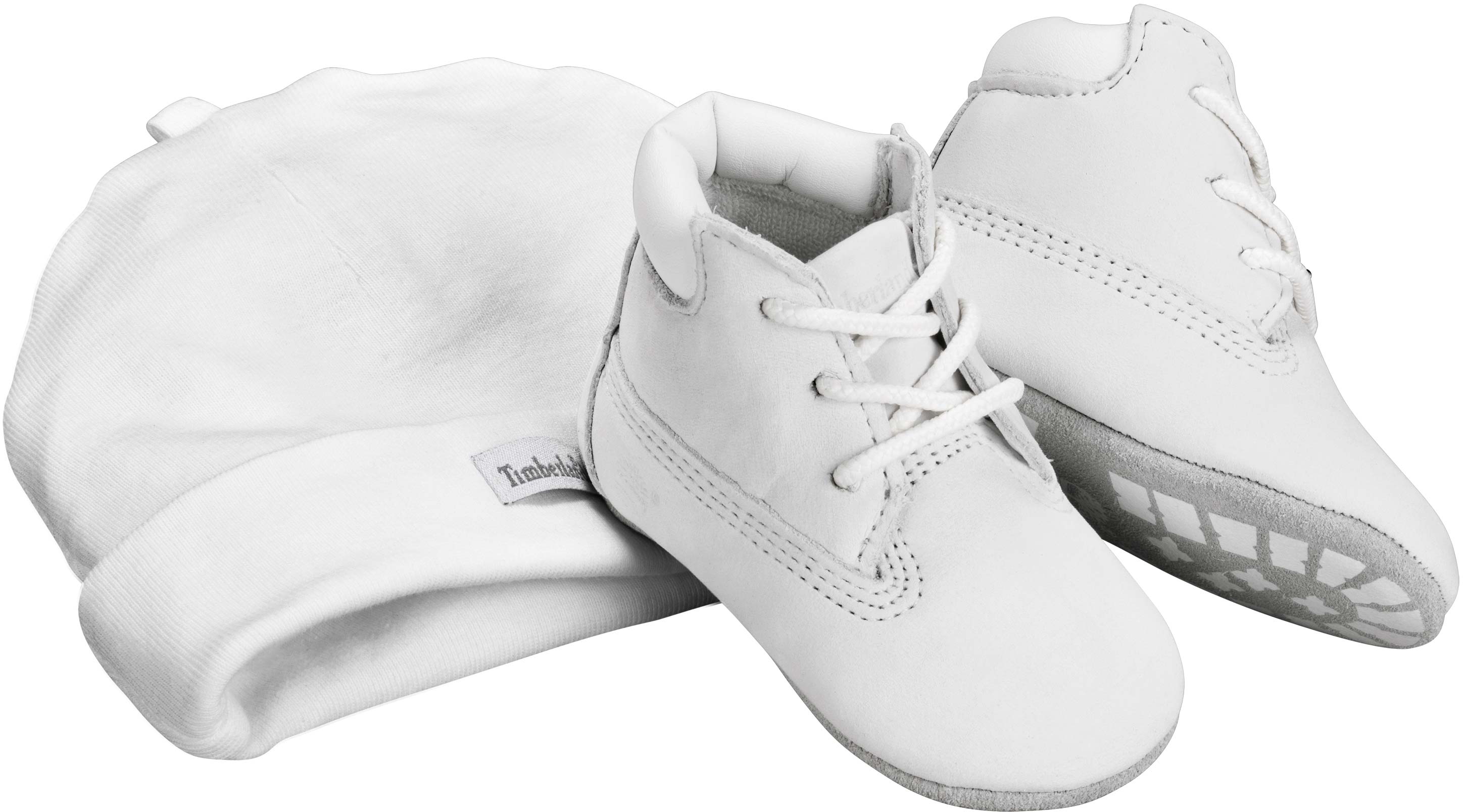 timberland crib booties and hat