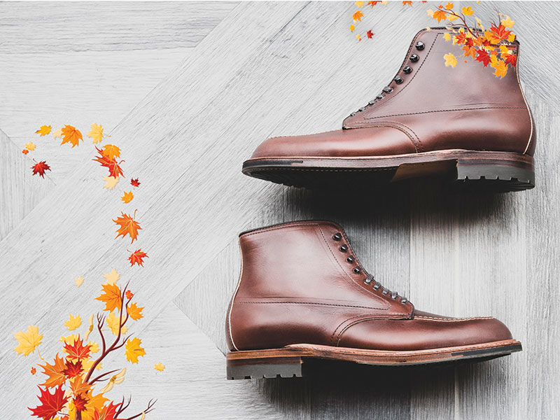 Alden Boots Fall Leaves