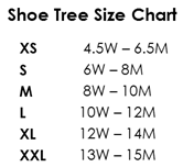 Alden Shoe Tree Size Chart